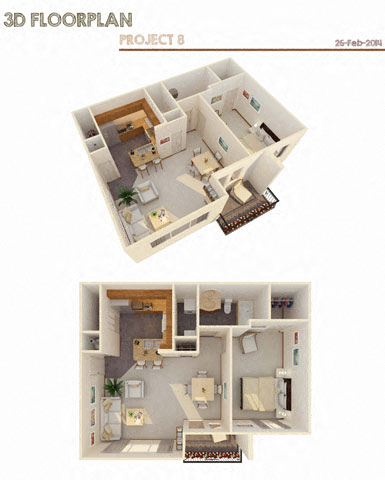 Floor plan for 1 bed, 1 bath, 789 sqft